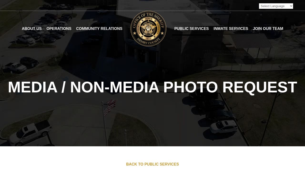 Henry County Sheriff's Office official booking photo request records page