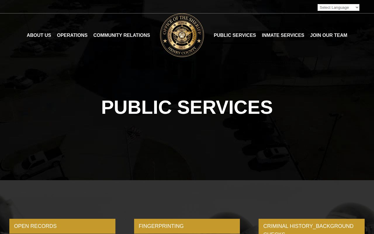 Henry County Sheriff's Office selected wanted information interface