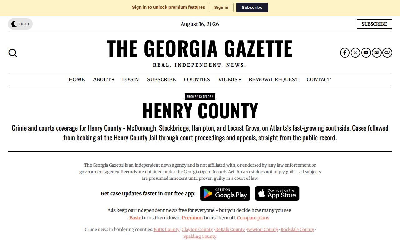 Unofficial Georgia Gazette Henry County local crime records page